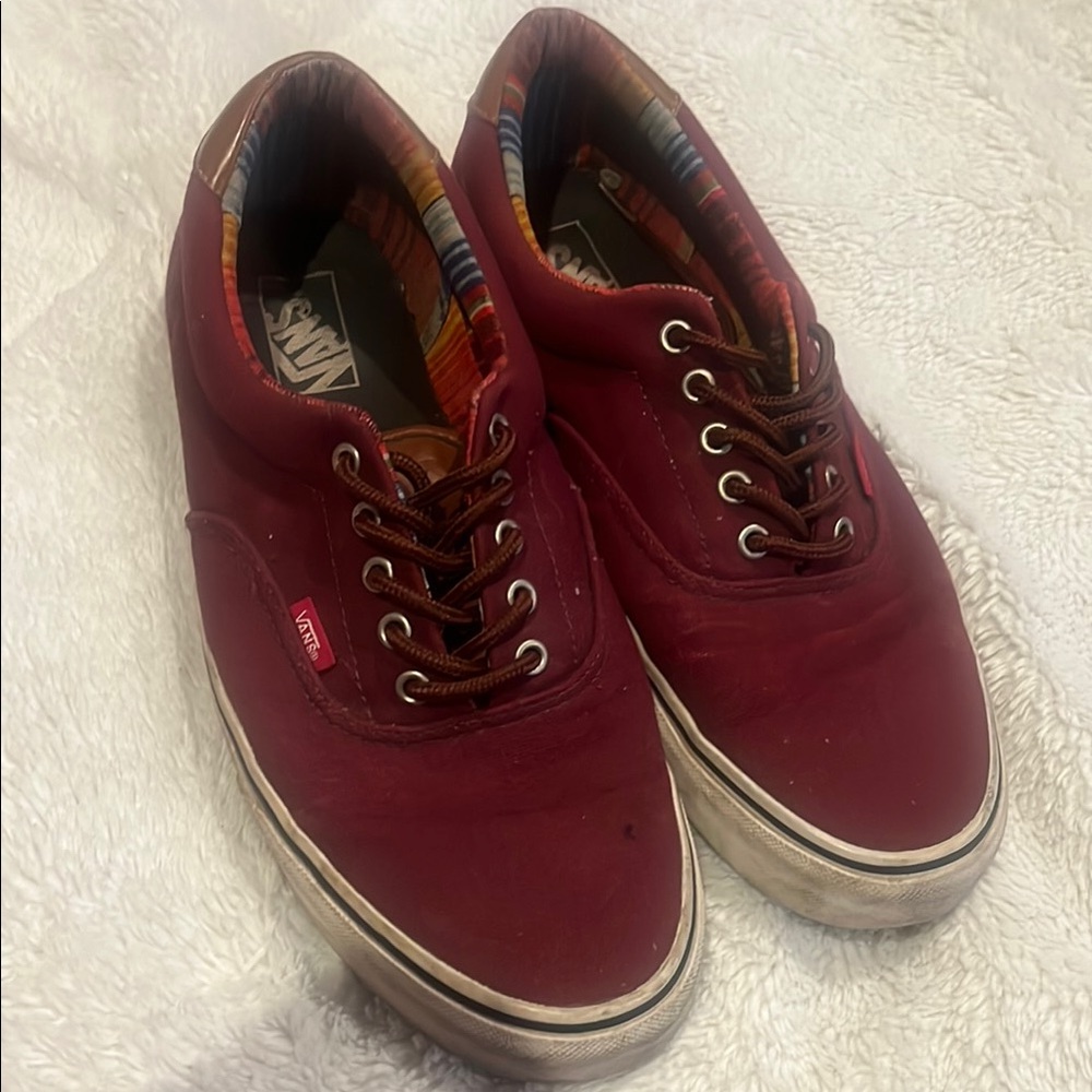 Vans Red Canvas Sneakers Low-Top Skate Style